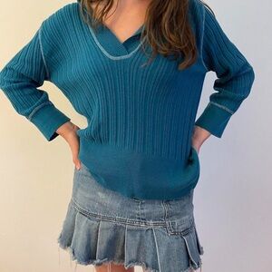 Hooded blue surfer sweater Y2K